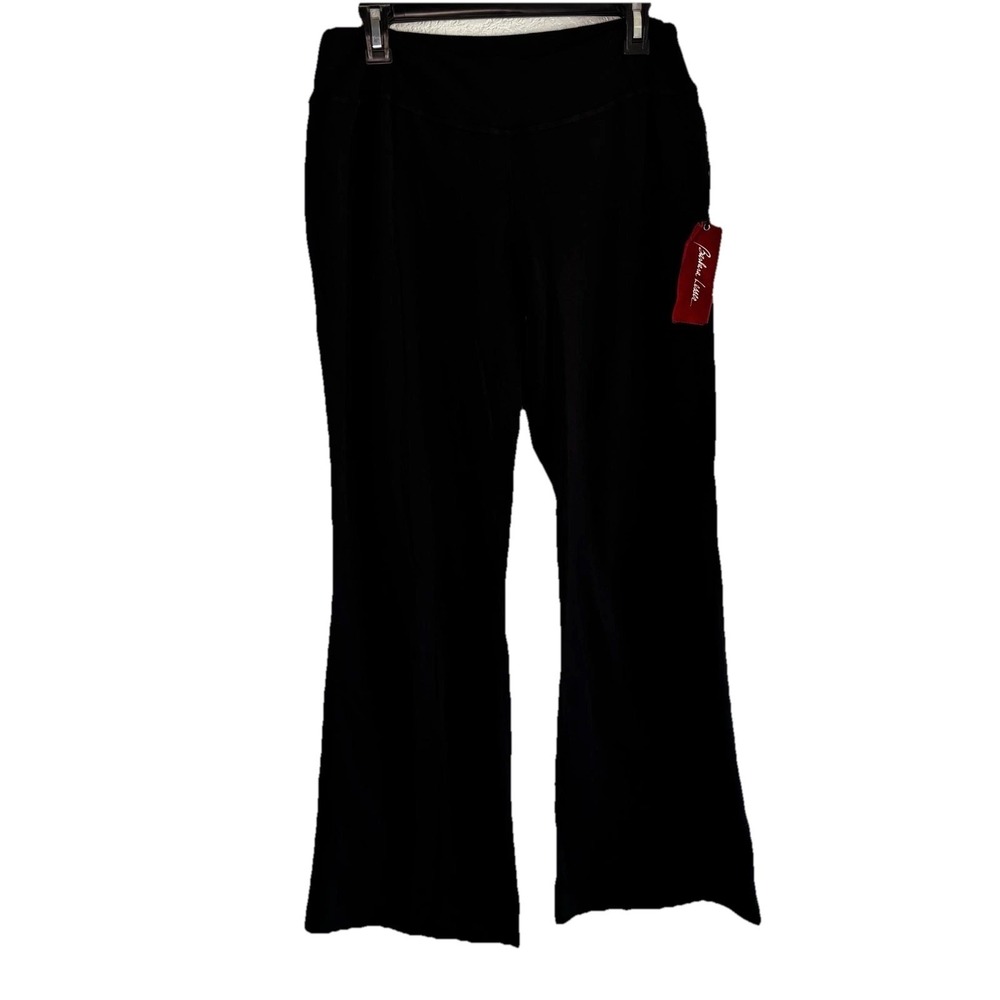 Vtg Barbara Lesser Knit Pants Womens XL Black Jersey Elastic Waist Stretch Flare
